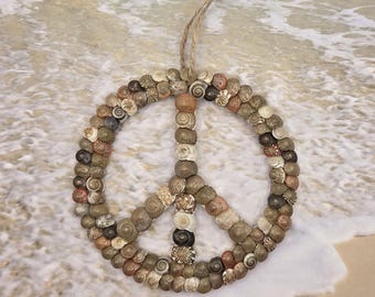Peace Sign Seashell Ornament