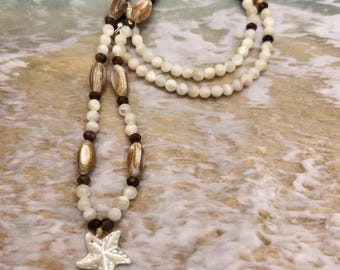 Mother of Pearl Starfish Necklace and Inspirational Bookmark Set - Starfish Story