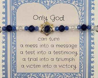 Star of David Charm Religious Gift Beaded Adjustable Bracelet