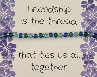 Frosted Glass Beaded Adjustable Bracelet: Sea Glass