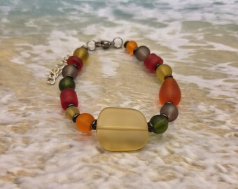 Frosted Glass Beaded Bracelet