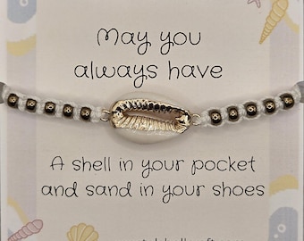 Cowri Shell Beaded Macrame Adjustable Beach Bracelet