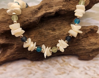 Seashell Sea Glass Beaded Adjustable Beach Bracelet