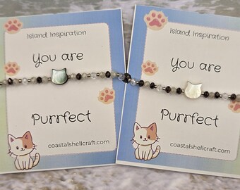 Cat Head Charm Pet Beaded Adjustable Bracelet