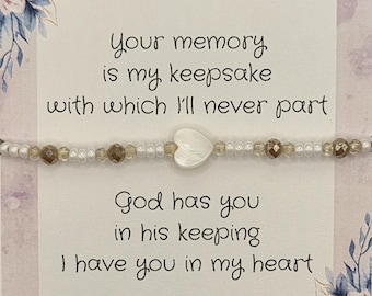 Heart Bead Memorial Keepsake Religious Beaded Adjustable Bracelet