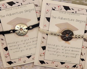 Compass Charm Graduation Gift Adjustable Bracelet