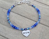 MOM Charm Beaded Adjustable Bracelet Frosted Seed Beads Silver Heart Boho Hippie Mother 39 s Day Gift Inspirational Love Memory Honor Friend