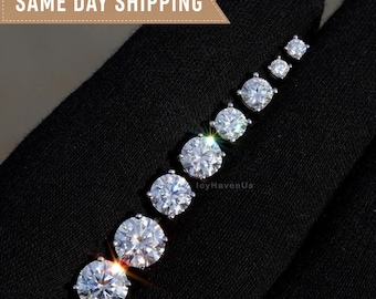 VVS1 Moissanite Stud Earrings, 18k Gold Plated Sterling Silver, 0.2-4.0ctw
