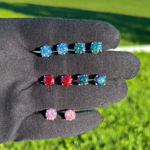 0.6-4.0ctw Rare Color Moissanite Stud Push Back Pink/Red/Blue/Green/Rainbow Earrings Women, Solid 925 Sterling Silver, Passes Diamond Test