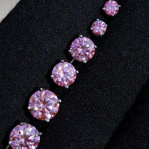 Pink Moissanite Stud Push Back Earrings for Women & Men, Solid 925 Sterling Silver, 0.6ctw - 4.0ctw Synthetic Pink Moissanite