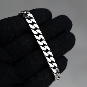 8mm 925 Sterling Silver Miami Cuban Link Curb Chain Bracelet for Men