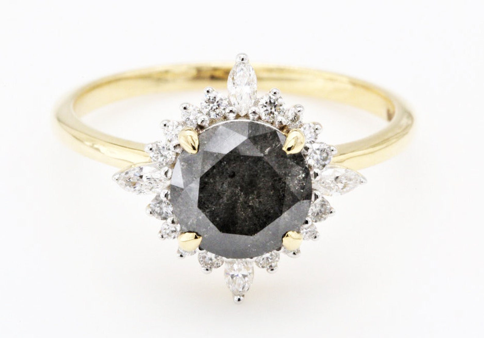 Salz und Pfeffer Diamant Ring natürlicher grauer runder | Etsy