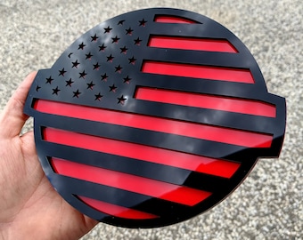 American Flag Badge - Fits 2016-2024 Nissan® Titan® Grille - Gloss Black on Red