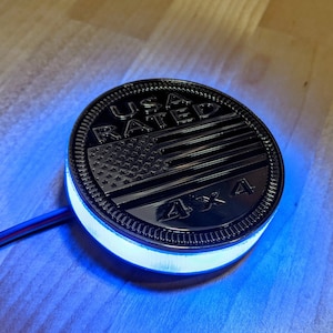 USA Rated LED Badge - Jeep® Trail Rated® Replacement Badge - Solid Metal