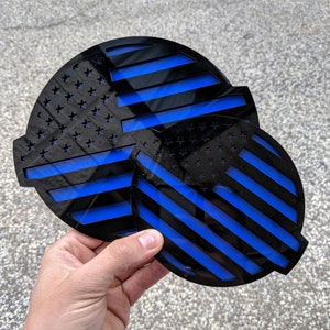 American Flag Badge Set - Fits 2016-2024 Nissan® Titan® Grille and Tailgate - Gloss Black on Blue