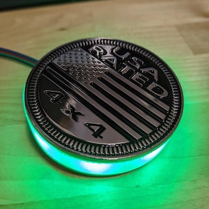 USA Rated LED Badge - Jeep® Trail Rated® Replacement Badge - Solid Metal
