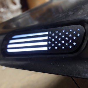 LED American Flag Hood Badges - Fits 2019-2023 Ram 2500/3500® - Matte Black, White LEDs