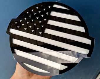 American Flag Badge - Fits 2016-2024 Nissan® Titan® Grille - Gloss Black on White