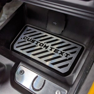 Console Storage Pocket Inlay Badge - Lines and Custom Text - Fits 2021+ Bronco® - Multiple Colors Available