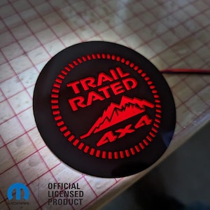 Led Jeep Trail Rated  4x4 Badge - Officially Licensed - Black and Red