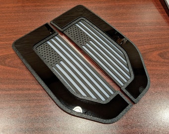 American Flag Fender Badge Set - Fits 2017-2021 Ford® F250®, F350®, F450® - Black and White (Stars Left)
