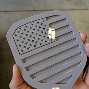 American Flag Badge - Fits 2013-2018 Dodge® Ram® Grille -1500, 2500, 3500 - Gray on Gray