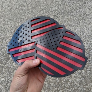 American Flag Badge Set - Fits 2016-2024 Nissan® Titan® Grille and Tailgate - Gloss Black on Red