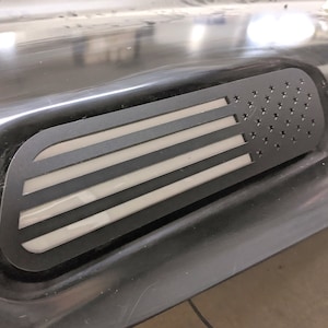 American Flag Hood Badges - Fits 2019-2023 Ram 2500/3500® - Matte Black on White