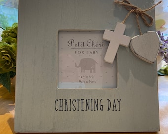 Petit Cheri Christening Day Photo Frame - Pastel Baby Blue