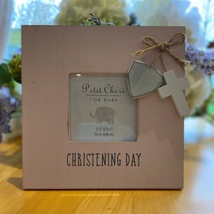 Petit Cheri Christening Day Photo Frame - Pastel Baby Pink