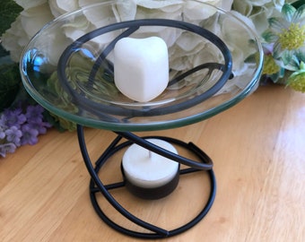 Fondant en spirale en métal noir pour cire et brûleur à huiles essentielles