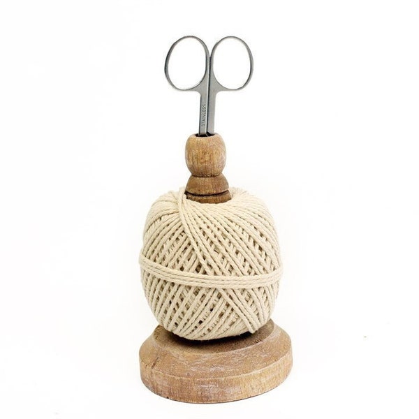 Wooden String Holder and Scissor Set