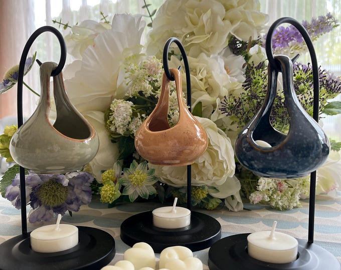 Metal Wax Melt Burner: China Bowl with Handmade Melts and T-Light