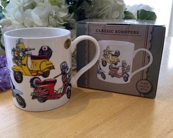 Classic Scooters- Fine China Mug - Gift for Scooter Enthusiast Gift for Birthday or Father&#39;s Day
