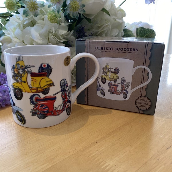 Classic Scooters- Fine China Mug - Gift for Scooter Enthusiast Gift for Birthday or Father's Day