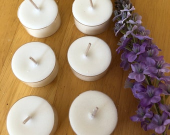 Highly Fragranced - Soy Wax Tea Lights  (6) - Choice of Fragrance of up to 30+ Fragrances - Each Tea Light has a 4 hour burn time