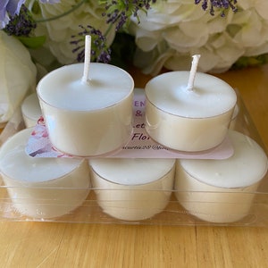 EXTRA LARGE Highly Fragranced Soy Wax Tea Lights 6 with a burn time of 5 hours Choice of Fragrance of up to 30 Fragrances zdjęcie 3