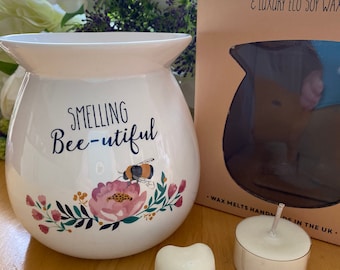 Bee-utiful Wax Melt Burner Gift Set: Handmade Soy Wax Melts
