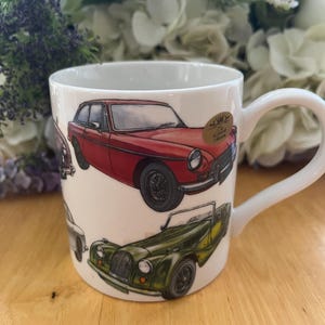 Voitures classiques - Mug en porcelaine fine - Cadeau de Noël/d&#39;anniversaire/Fête des pères