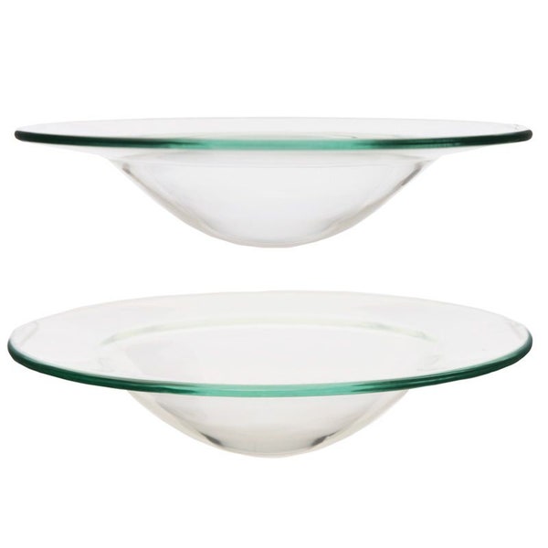 Set of Two Contemporary Glass Bowl for Wax Melt & Essential Oil Burner (Candle or Electric)