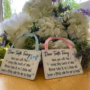 Pink or Blue Tooth Fairy Pouch/Envelope - Beautifully Embroidered