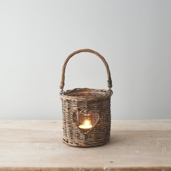 Grey Wicker Woven Lattice Lantern - 13.5 cm w/FREE 5+ hour burn time T-Light (with your choice of fragrance)