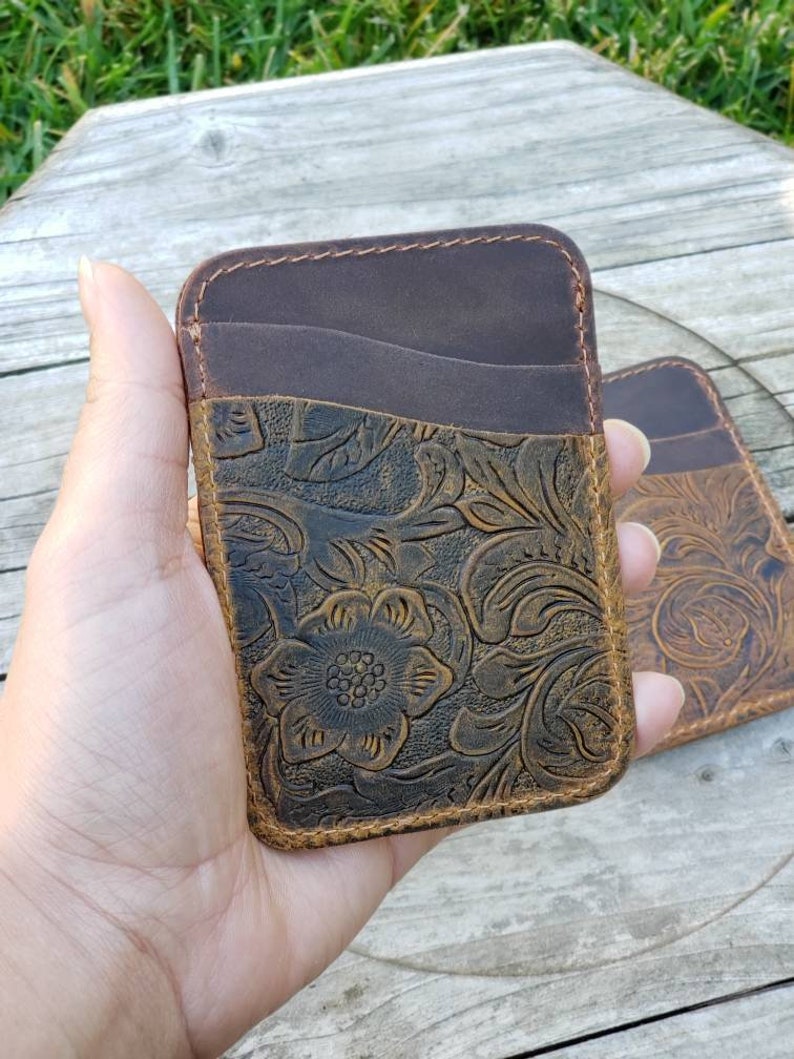 Minimal Wallet, Credit Card Holder, Slim Full Grain Leather wallet, Small Womens Wallet, Minimalist Wallet, Front Pocket Wallet, Mens Wallet image 2