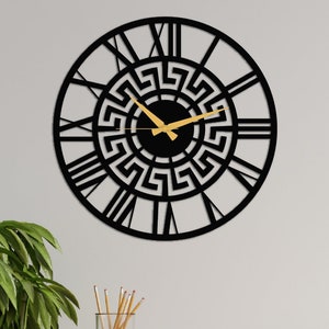 Meander Metal Wall Clock Sturdy Iron Sheet Greek Key Pattern, Meandros Wall Art Wall Decoration for Living Room, Medieval Home Decor, image 2