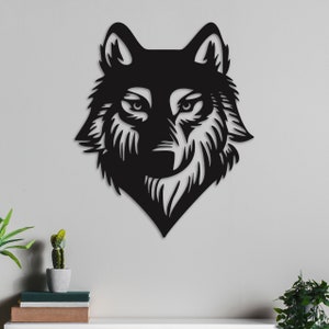 Metal Wall Art Wolf Head, Husky Metal Wall Decor, Animal Portrait Decoration for Home and Office, Metal Wall Art Decor for Housewarming Gift