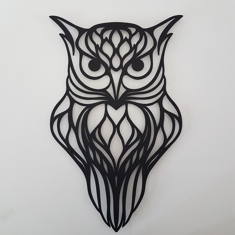 Owl Metal Wall Art 2mm Thick Metal Laser cut Metal Wall Etsy