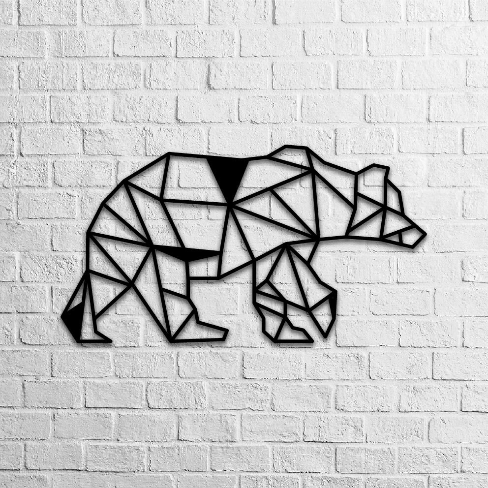 Bear Metal Wall Art Geometric Grizzly Wall Decor interior Etsy