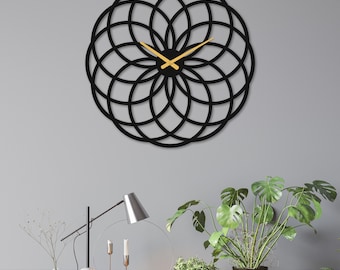 Torus Metal Wall Clock - Sacred Geometry Wall Art Gift for Spiritualism Lovers - Ready to Hang Decorative Metal Wall Clock Without Numbers