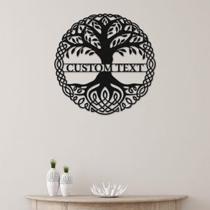 Vikings Tree of Life Metal Wall Art Decor Made of Sturdy Iron Sheet, Customized Yggdrasil Metal Name Sign for New Home Gift to Viking Lovers