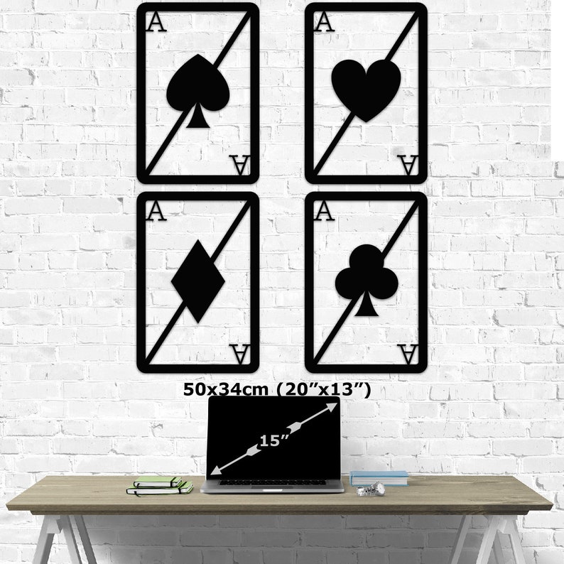 Playing Cards Metal Wall Art Ace Cards Wall Decor Set Laser Etsy